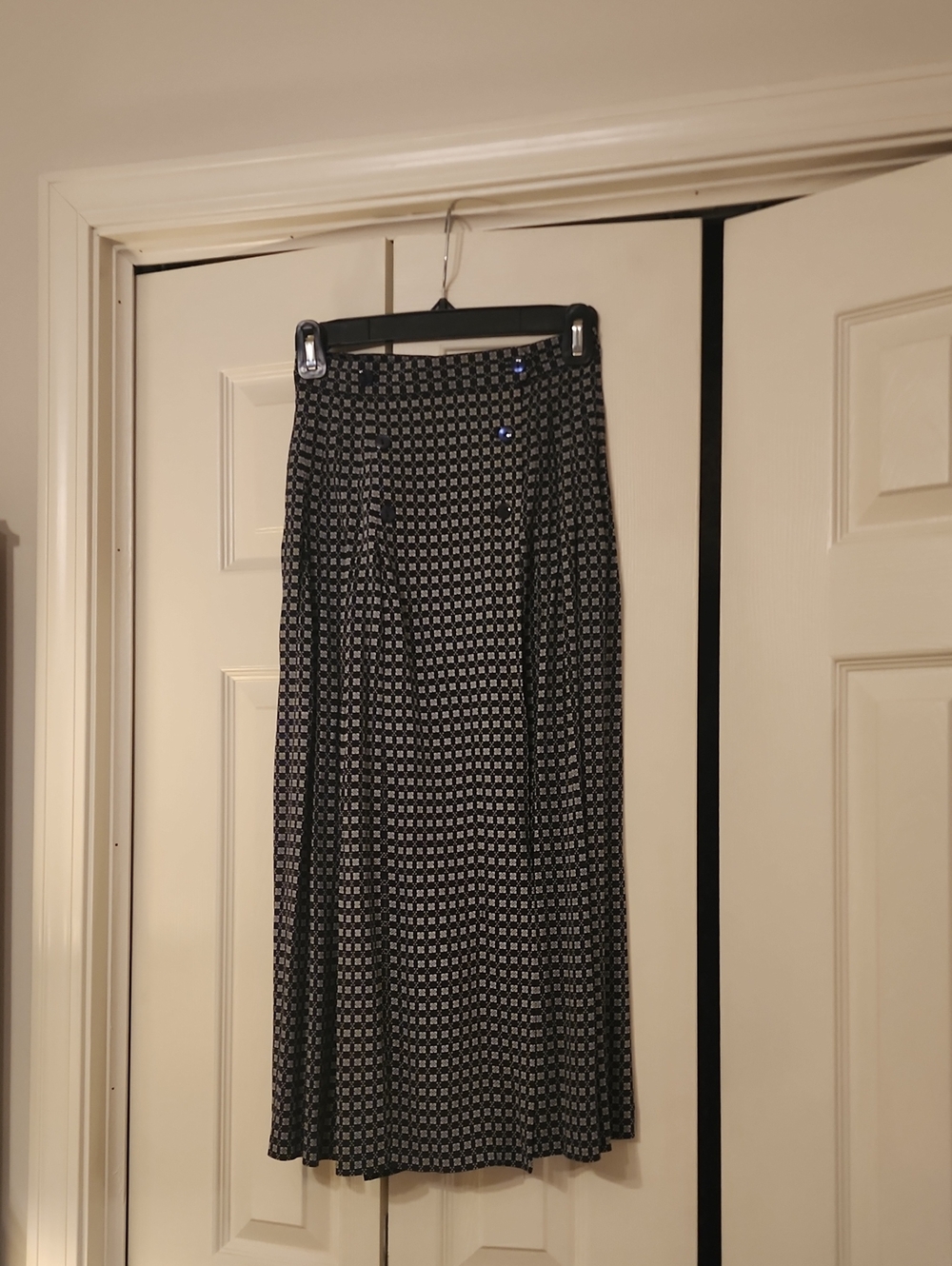 Black and White Geometric Midi Skirt - Women